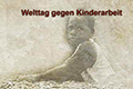 Kind Kakaoernte Schriftzug: Welttag gegen Kinderarbeit